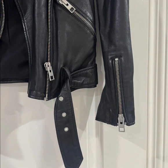 All Saints Black Leather Moto Jacket - Picture 4 of 4
